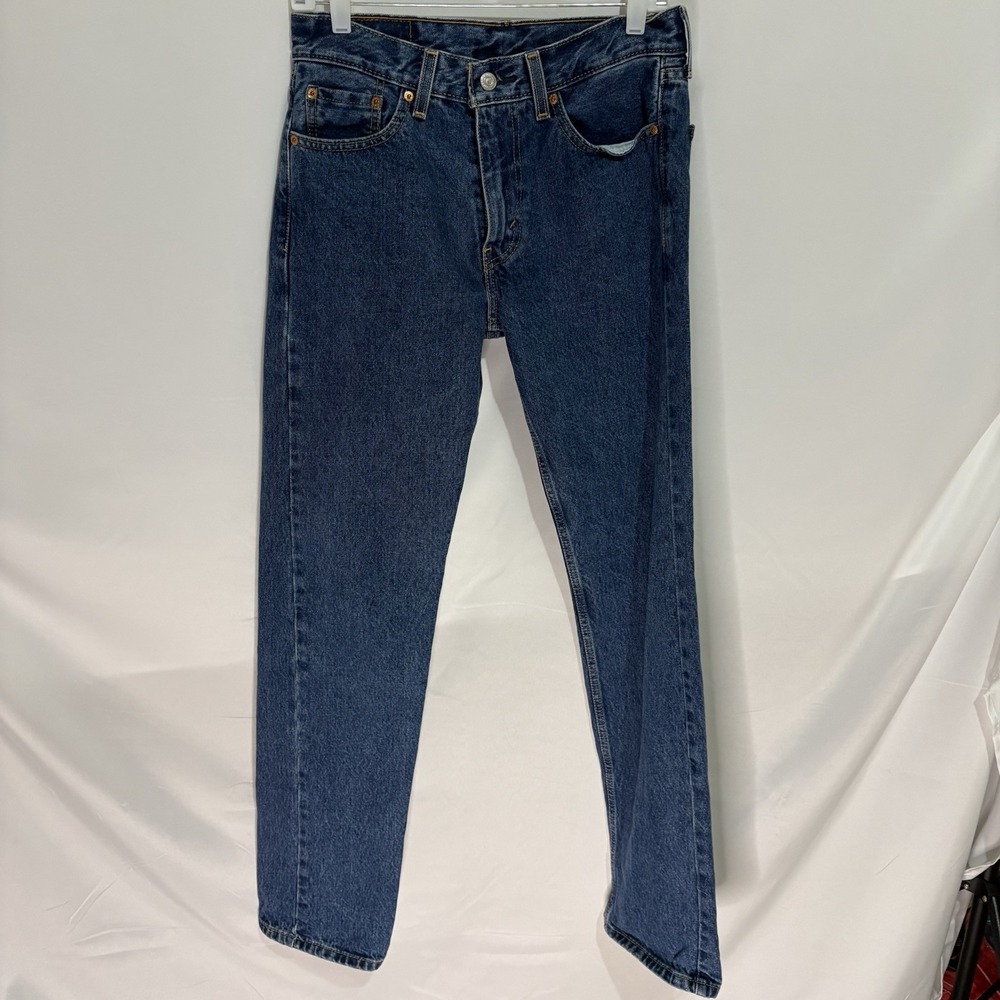 Levis 505 Regular Fit Straight Leg Blue Jeans Mens 30x34 (Measures 30x32)